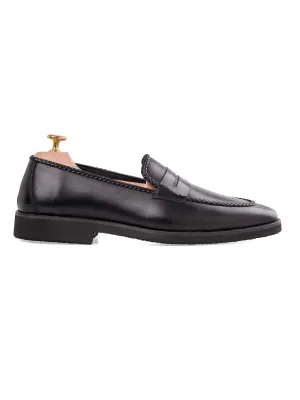 Foot Tangerine Tree PVC Cover Braided Penny Loafer - Solid Black (Crepe Sole)