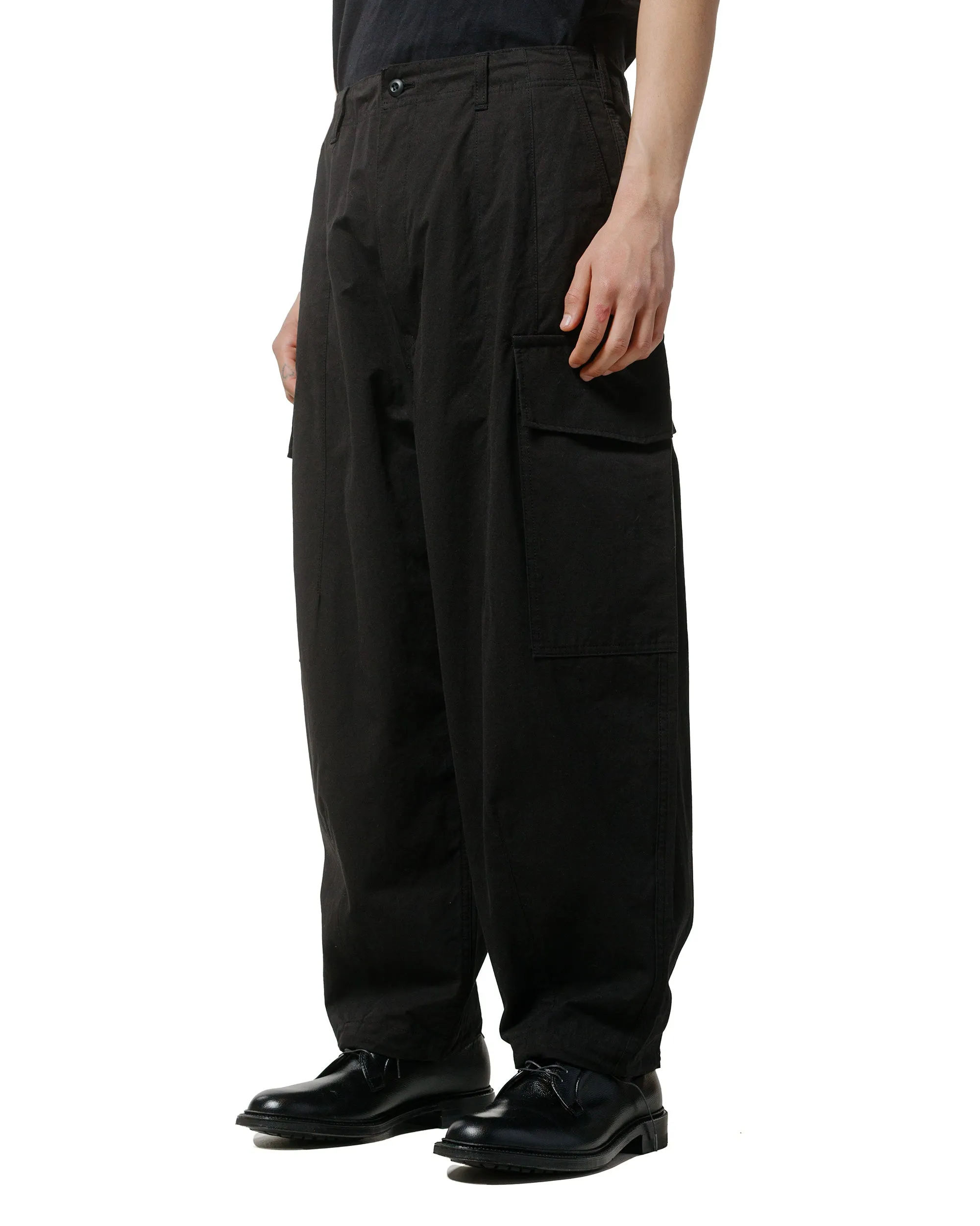 Woven Label Tied Up Comme Des Garons Homme Compact Cotton Cargo Pants Blacks