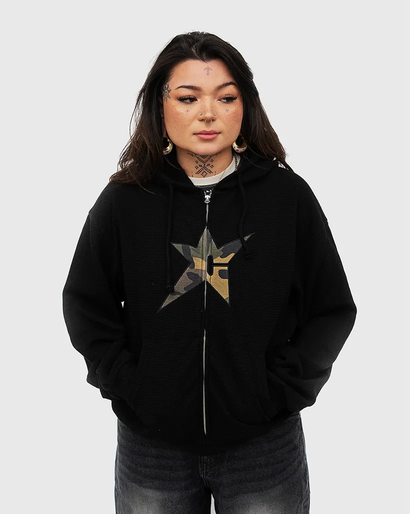 Carpet C Star Thermal Zip Up Hoodie - Black Pillowcase