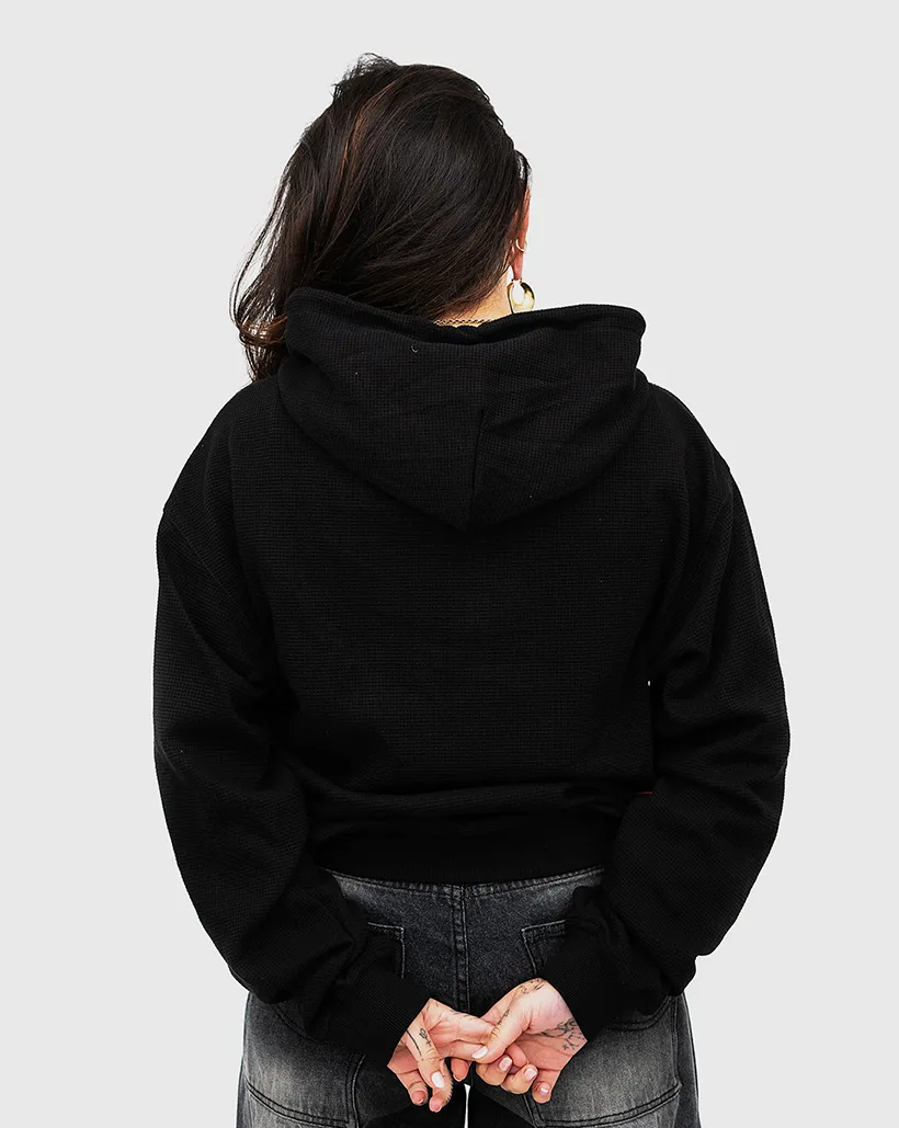 Modal Feature Carpet C Star Thermal Zip Up Hoodie - Black