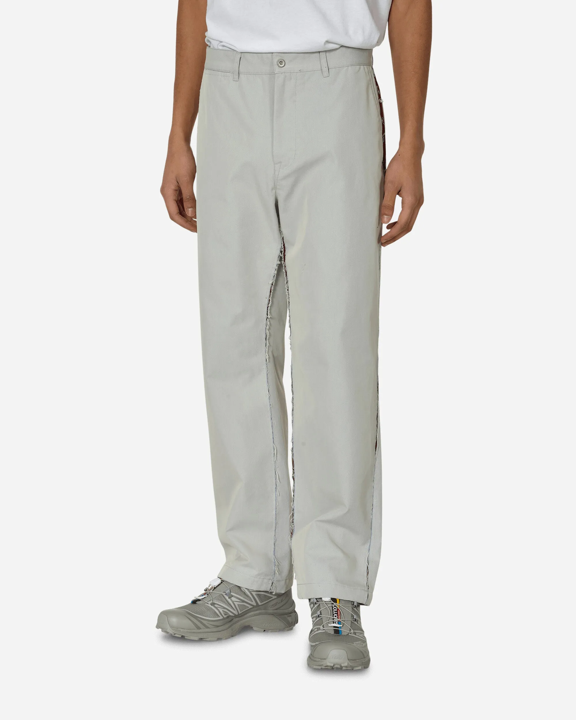 Contrast Mesh Panel Pants Light Grey Elegant Feature