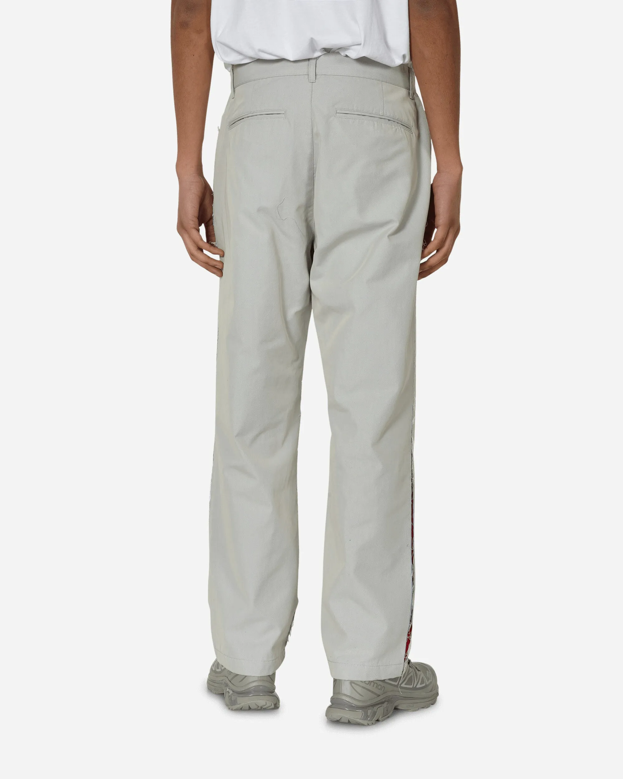 Marble Pattern Belt Loops Design Contrast Mesh Panel Pants Light Grey