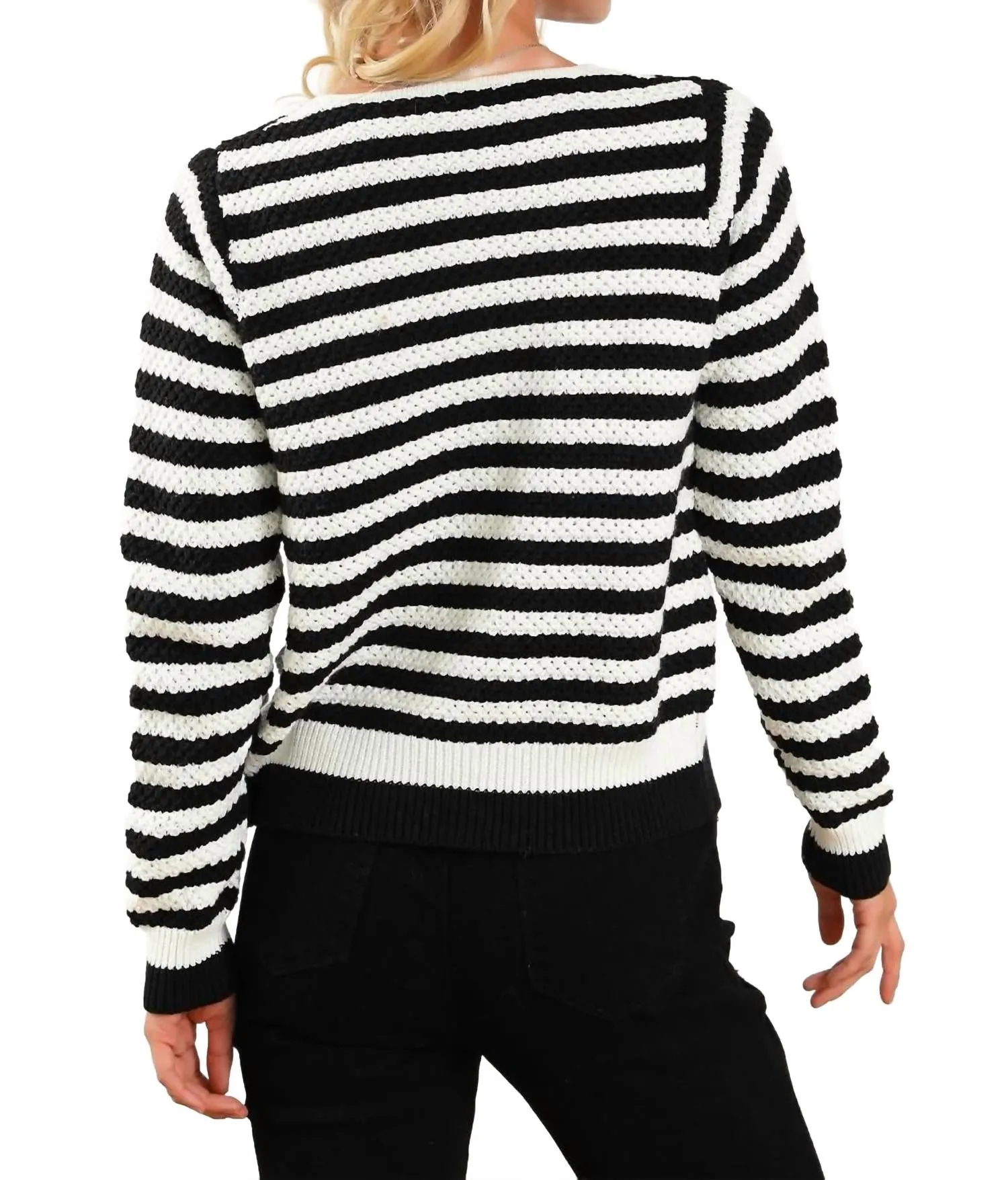 Cardigan à rayures contrastées en noir