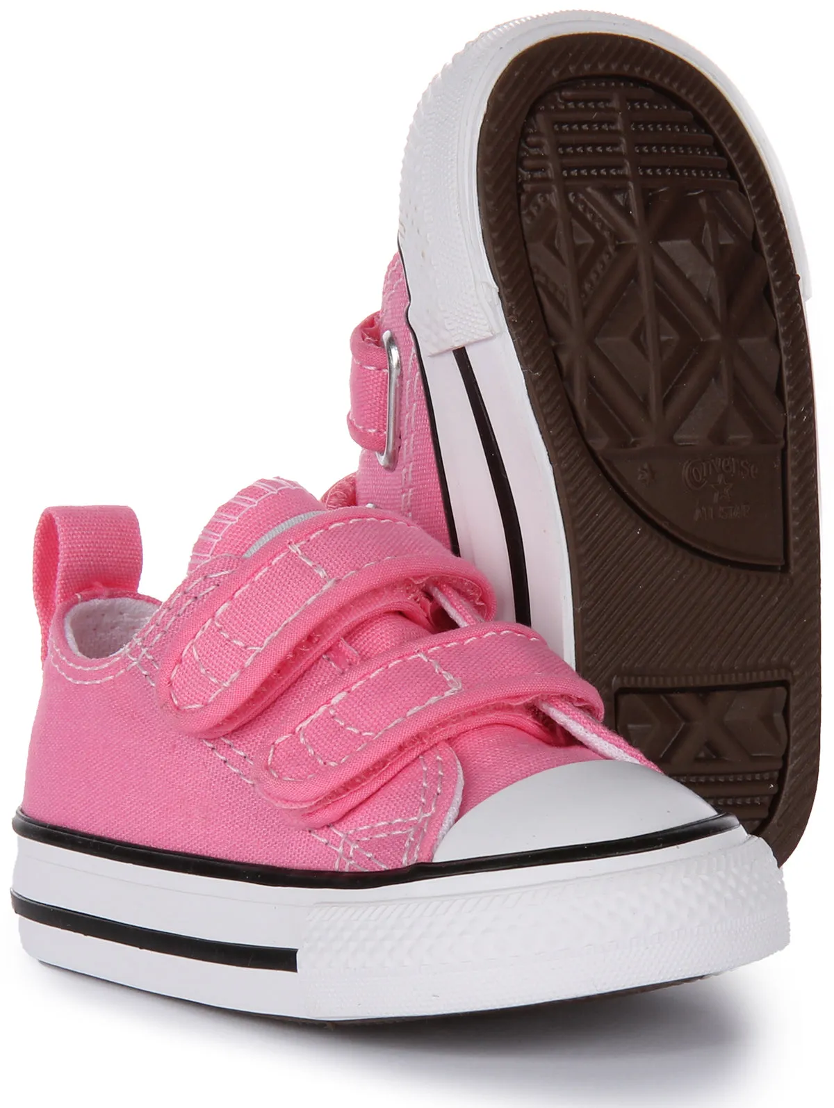 Converse All Star 709447C à velcro avec 2 bandes en rose pour chaussures bébé Converse