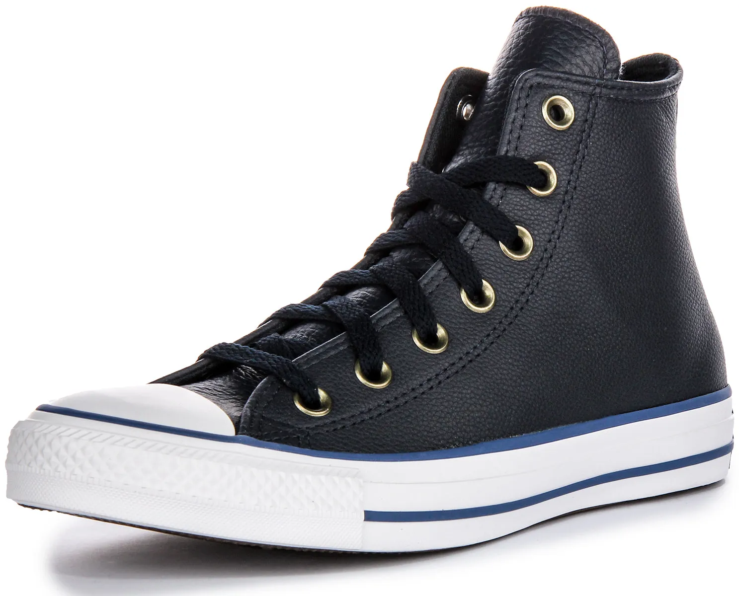 Converse All Star A08584C Hautes en Cuir Blanc Marine Converse