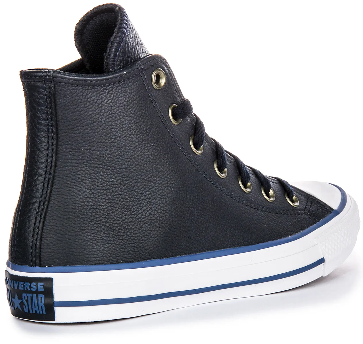 Converse All Star A08584C Hautes en Cuir Blanc Marine Converse