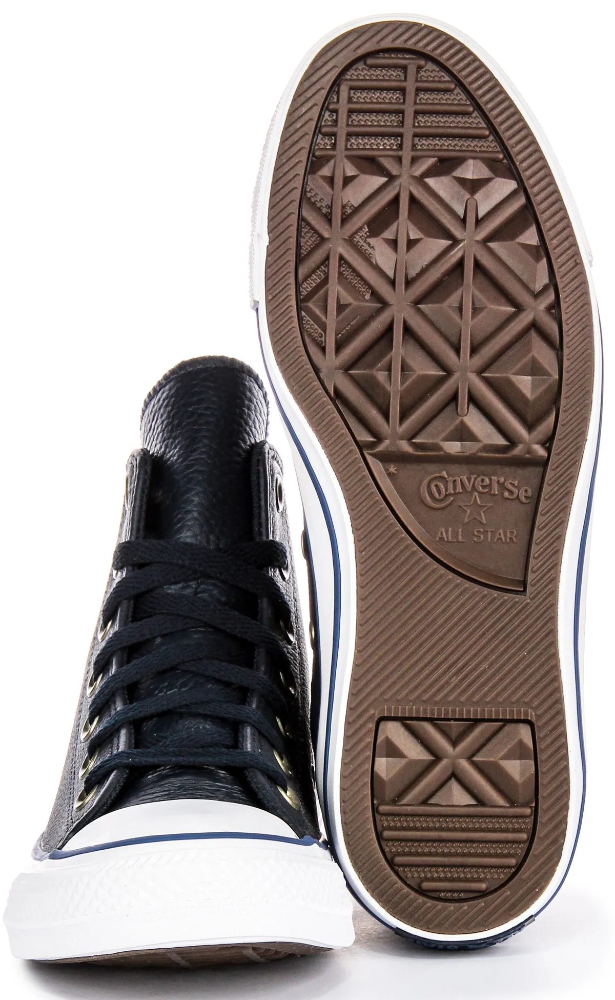 Converse All Star A08584C Hautes en Cuir Blanc Marine Converse