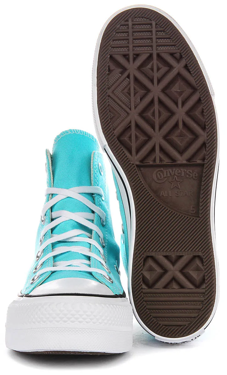 Converse All Star Lift Hi A07570C En Bleu Ciel Chaussures À Plateforme Converse
