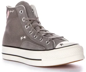Converse All Star Lift Scribble A09165C En Gris Pour Femme Chaussures Converse