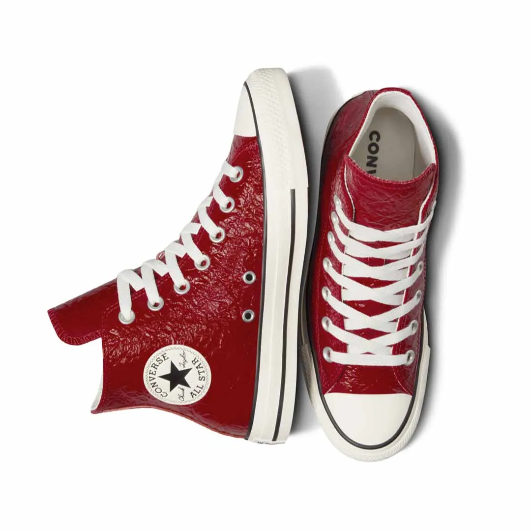 Converse - Chaussures montantes en cuir froissé Chuck Taylor All Star pour femme (A13385C)