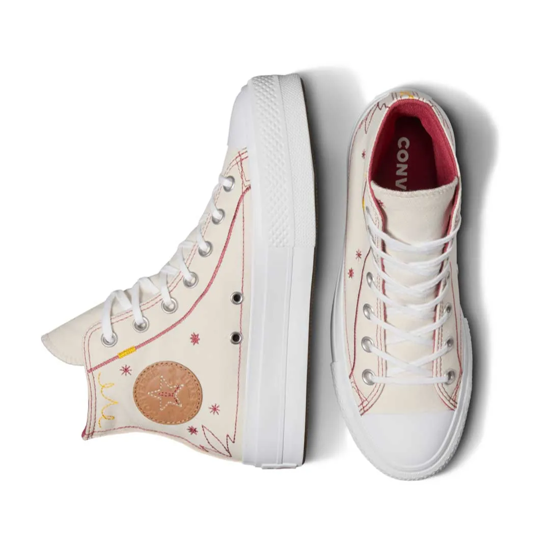 Converse - Chaussures montantes pour femmes Chuck Taylor All Star Lift Platform avec couture western (A13395C)