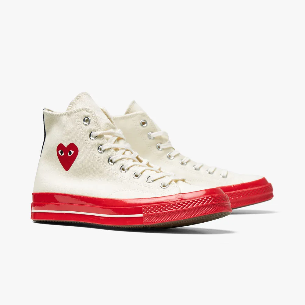 Converse x COMME des GARÇONS PLAY Chuck Taylor Hi Blanc Cassé / Semelle Rouge