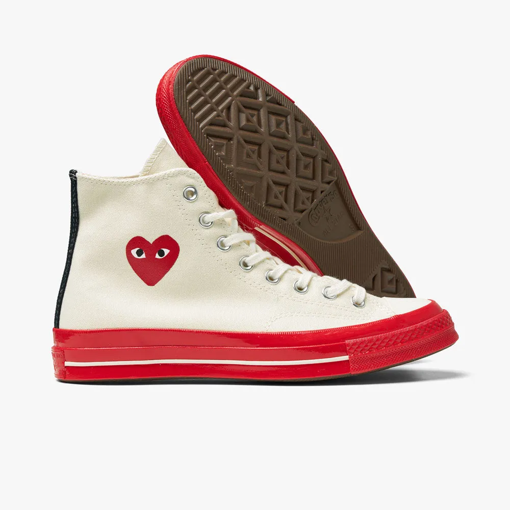 Converse x COMME des GARÇONS PLAY Chuck Taylor Hi Blanc Cassé / Semelle Rouge