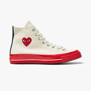Converse x COMME des GARÇONS PLAY Chuck Taylor Hi Blanc Cassé / Semelle Rouge