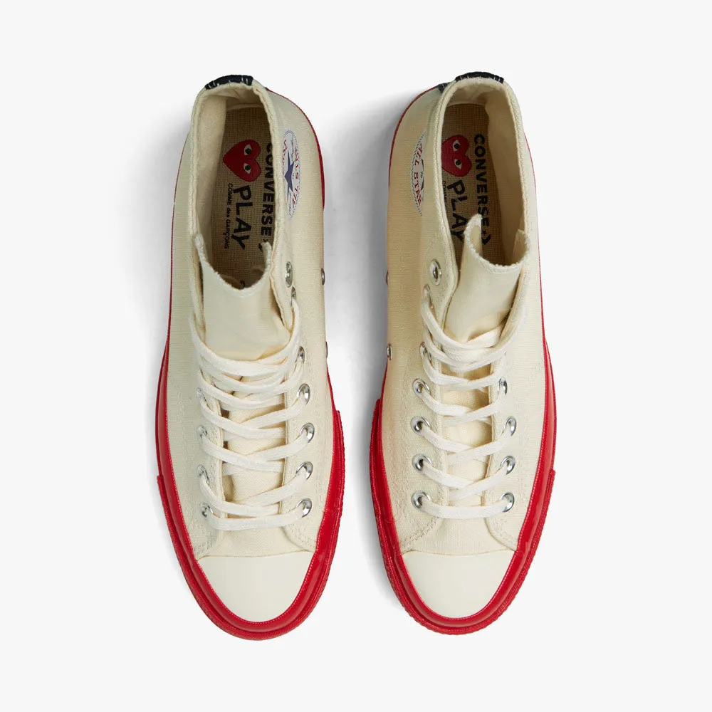 Converse x COMME des GARÇONS PLAY Chuck Taylor Hi Blanc Cassé / Semelle Rouge