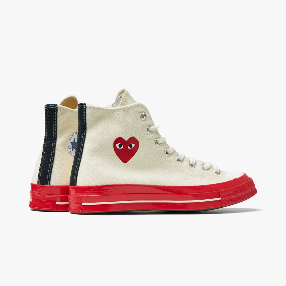 Converse x COMME des GARÇONS PLAY Chuck Taylor Hi Blanc Cassé / Semelle Rouge