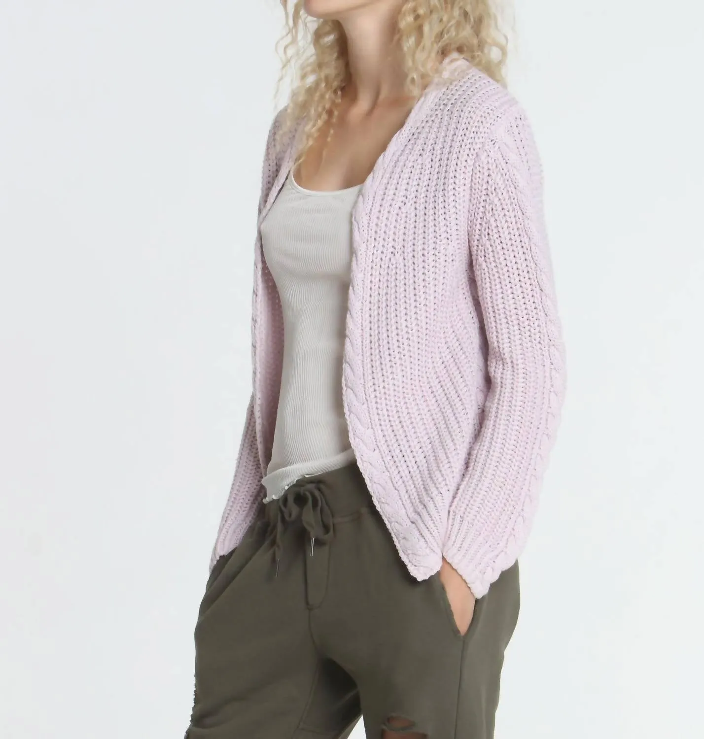 Cardigan Cool Days en rose délavé