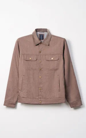 Natural Jog Stable Frame Design Corduroy Collar Full Sleeve Jacket Brown
