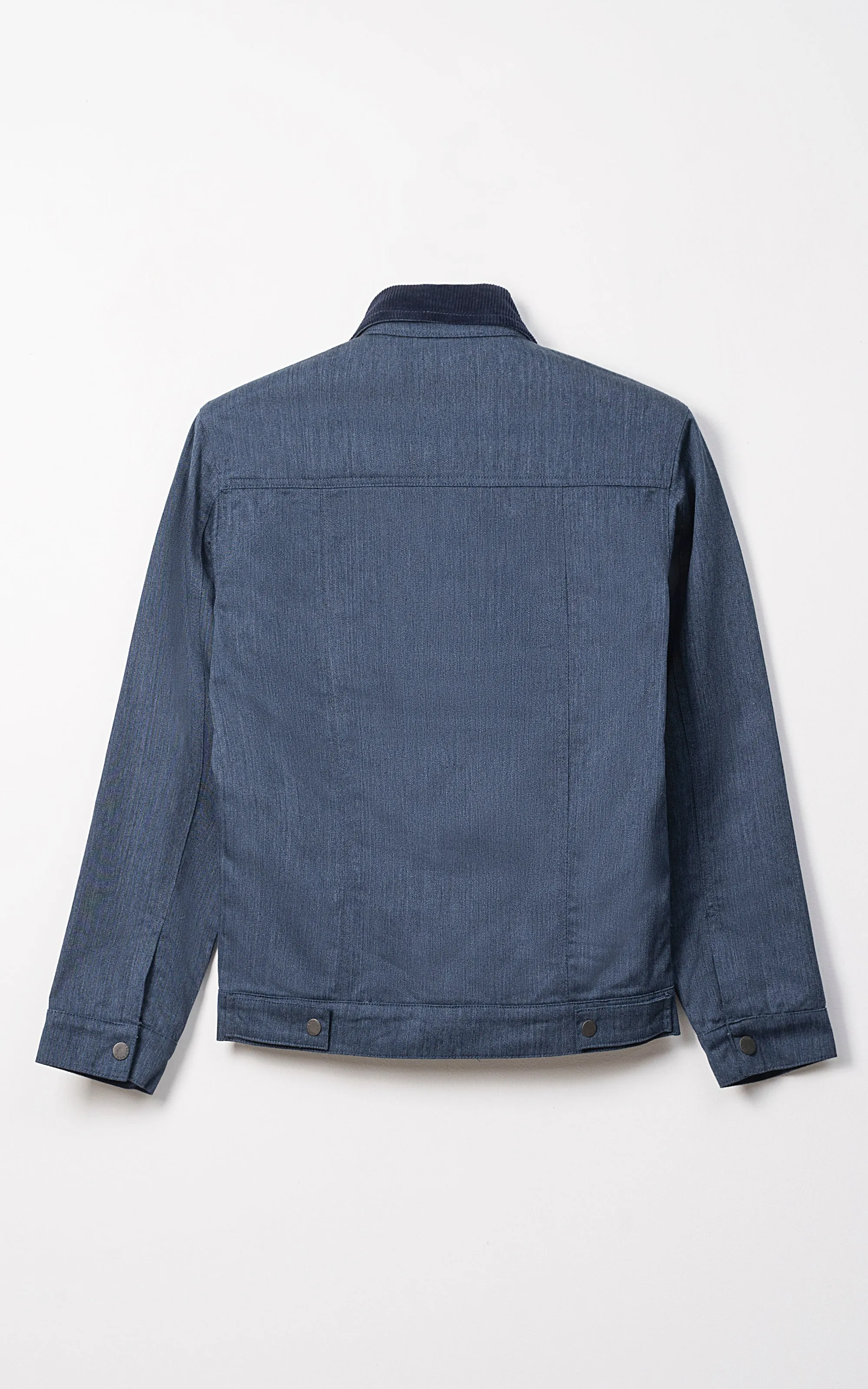 Corduroy Collar Full Sleeve Jacket Navy Draining Design