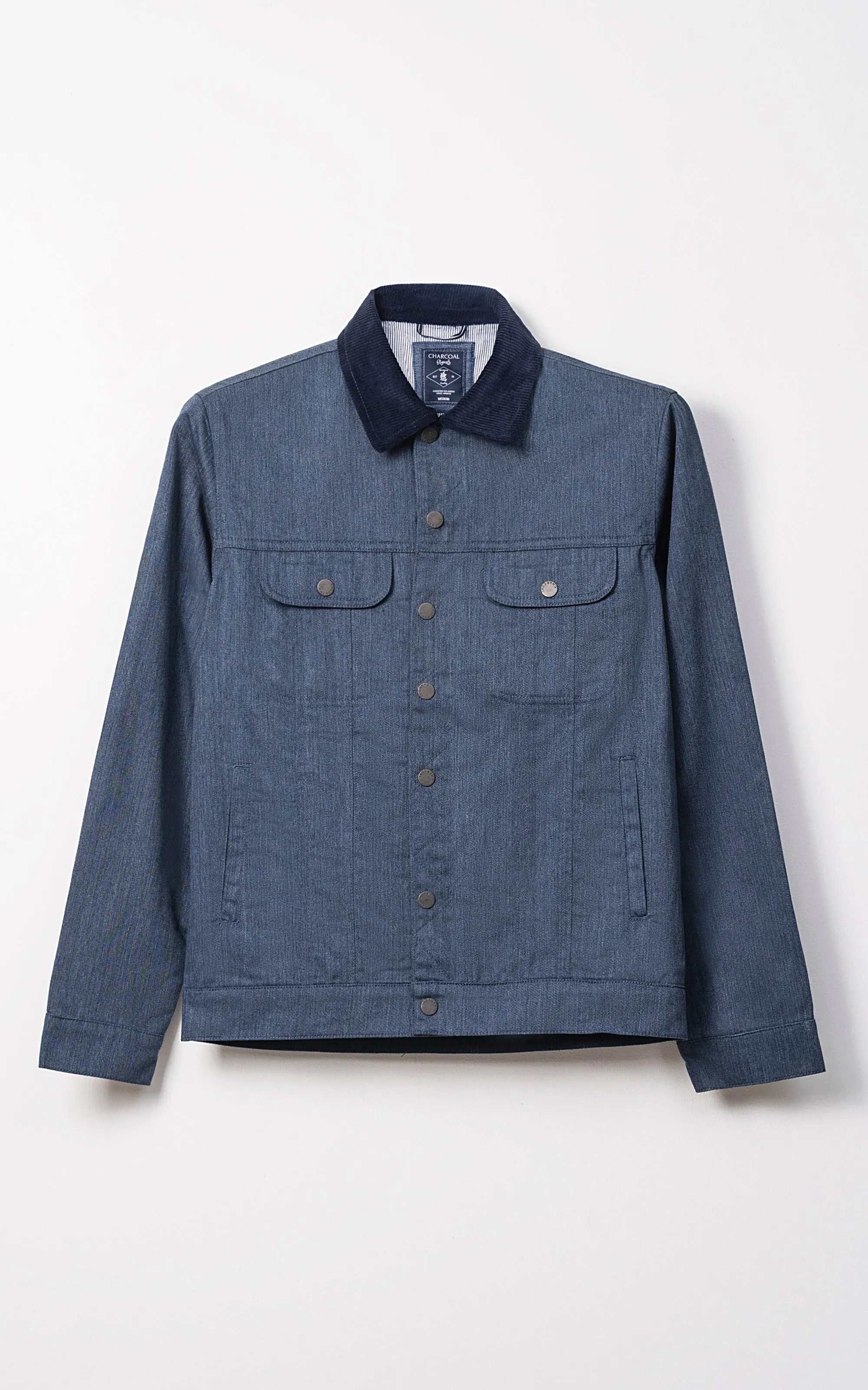 Anti-Stain Corduroy Collar Full Sleeve Jacket Navy