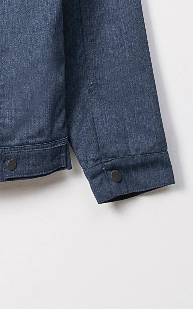 Assured Appearance Comfortable Midsole Pad Corduroy Collar Full Sleeve Jacket Navy