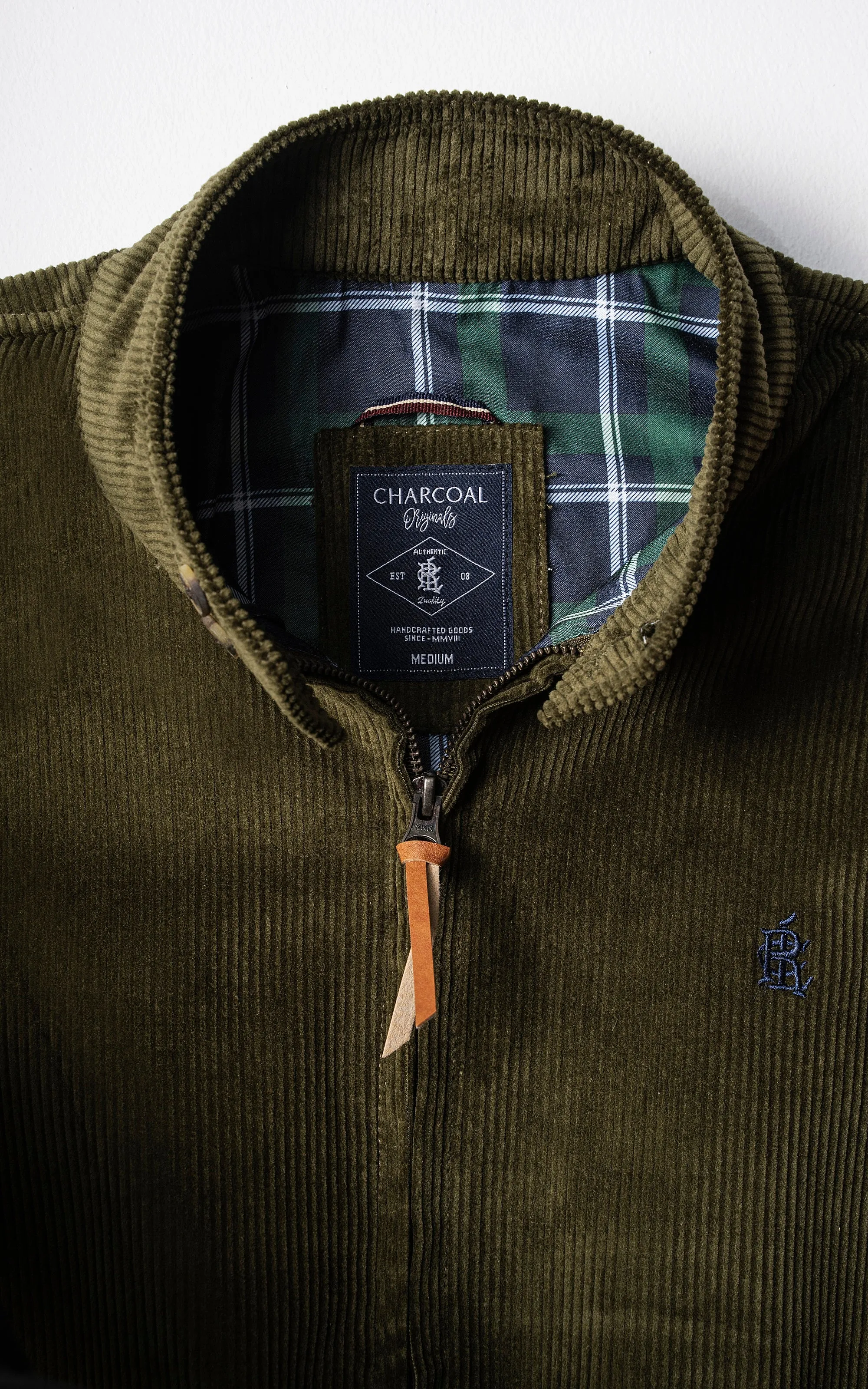 Reinforced Toe Design Adjustable Buckles Corduroy Jacket Full Sleeve Olive Green