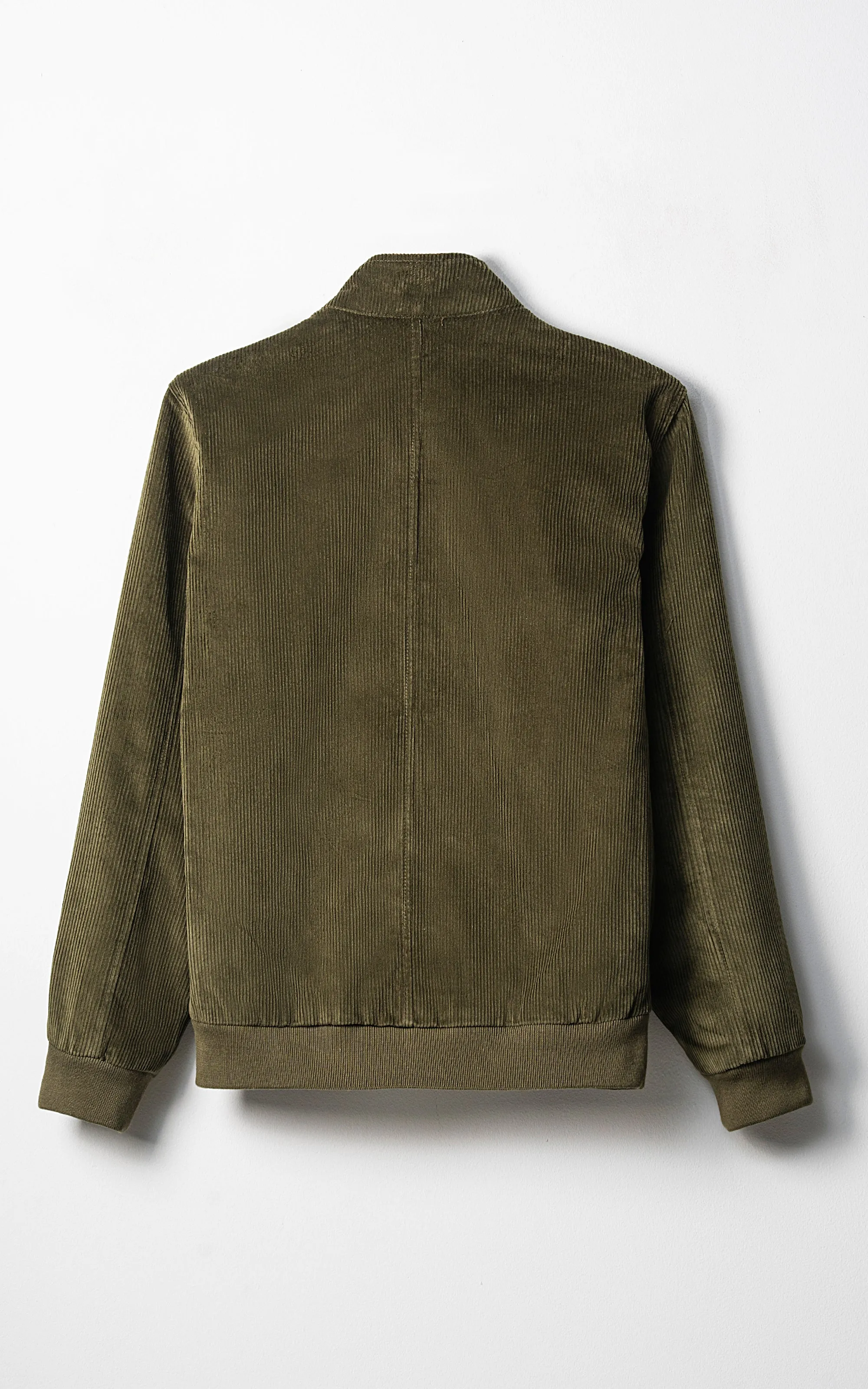 Durable Footbed Anti Bacterial Property Corduroy Jacket Full Sleeve Olive Green