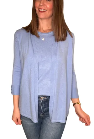 Cardigan ouvert bleu barbeau
