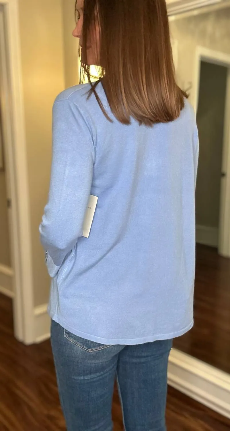 Cardigan ouvert bleu barbeau