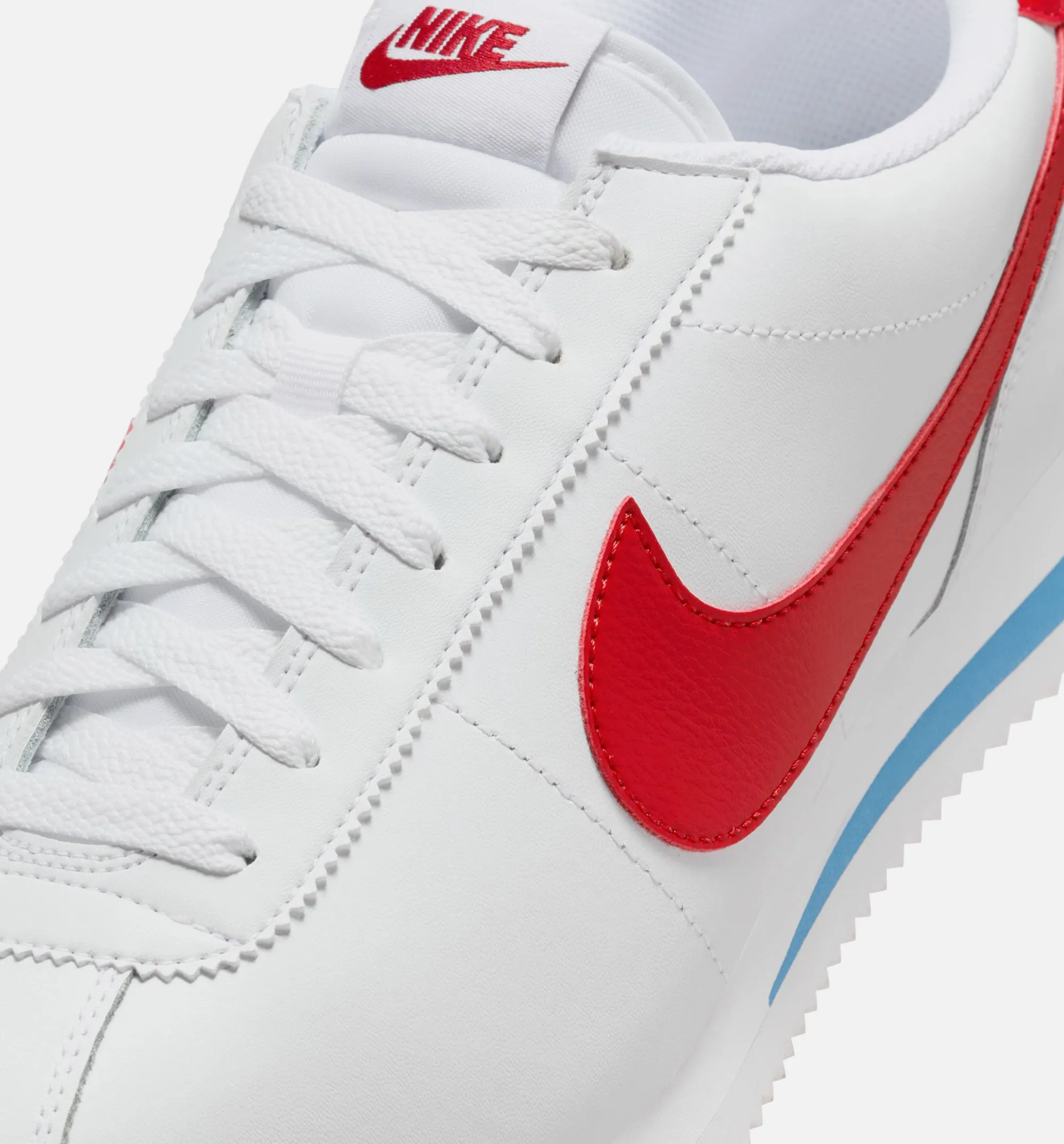 Cortez Forrest Gump Mens Lifestyle Shoe - White/Varsity Blue/Varsity Red Comfort Satisfaction Degree Evaluation