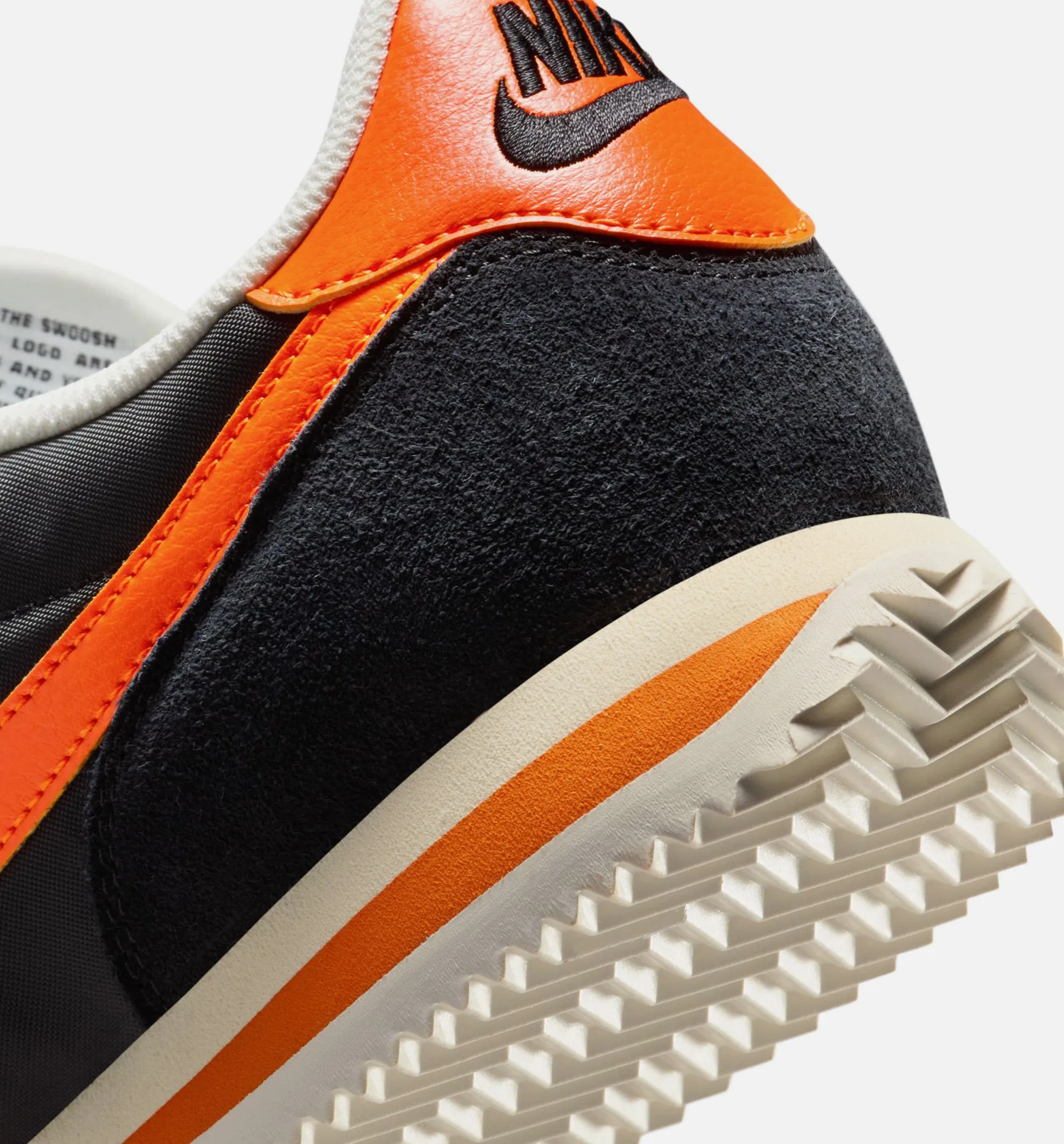 Cortez Textile Mens Lifestyle Shoe - Black/Safety Orange/Sail/Muslin Comfortable Diagonal Breathable Material Mix