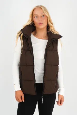 Remi Luxe Puffer Vest Brown Comfortable Sock Mist