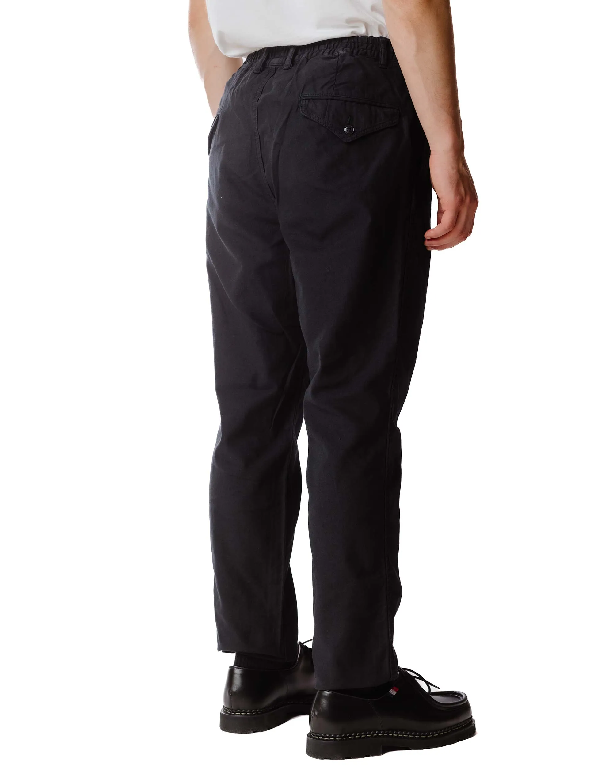 Comfortable Elastic Enduring Sage De Cret Cotton/Linen Satin Back Crepe Tapered Pants Black