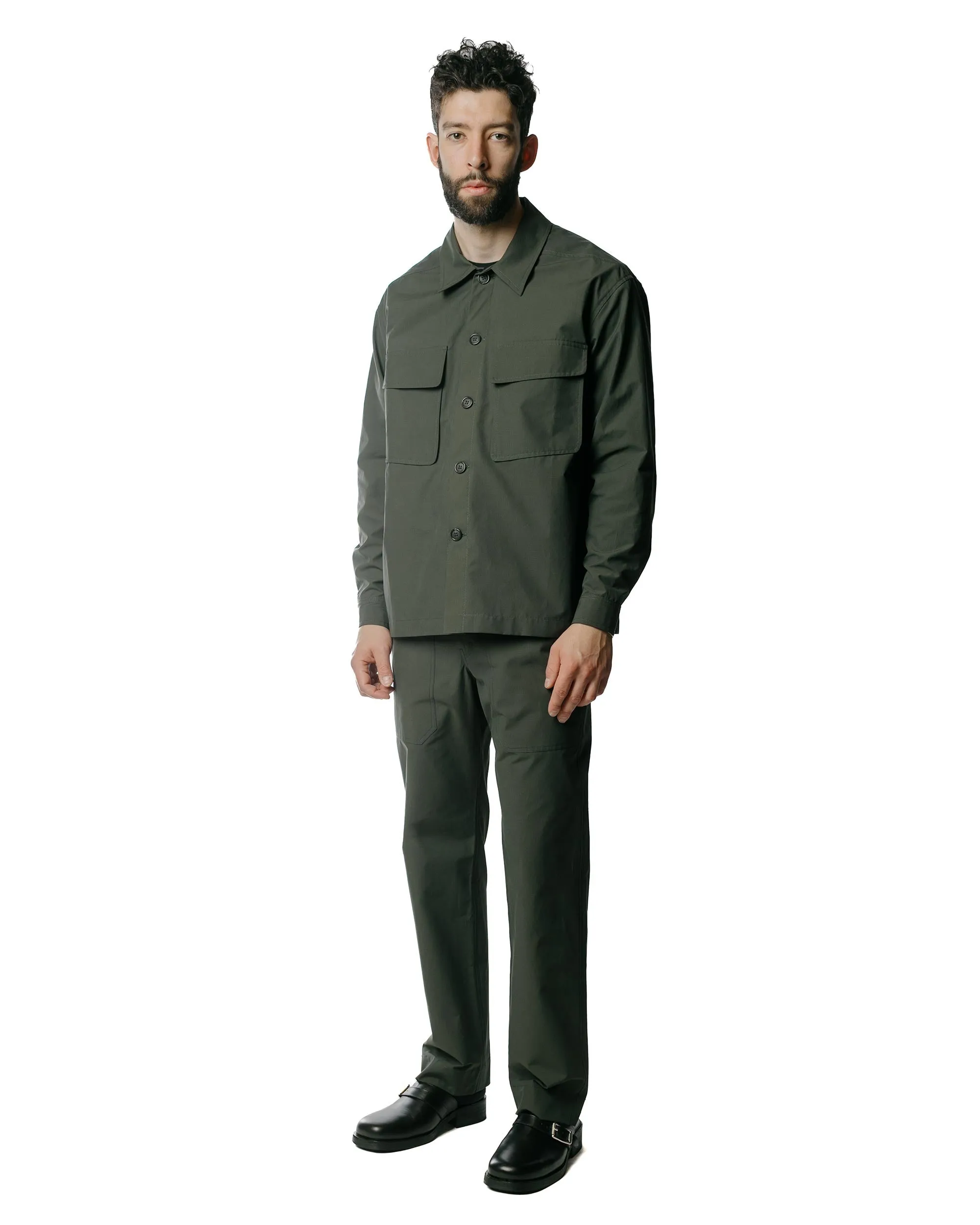 Wanze Straight Leg Baker Pant Structured Cotton Green Smoke Extranet