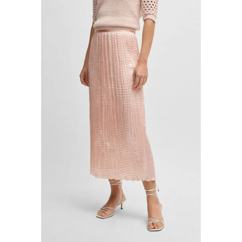 Jupe plissée froissée avec ceinture ton sur ton