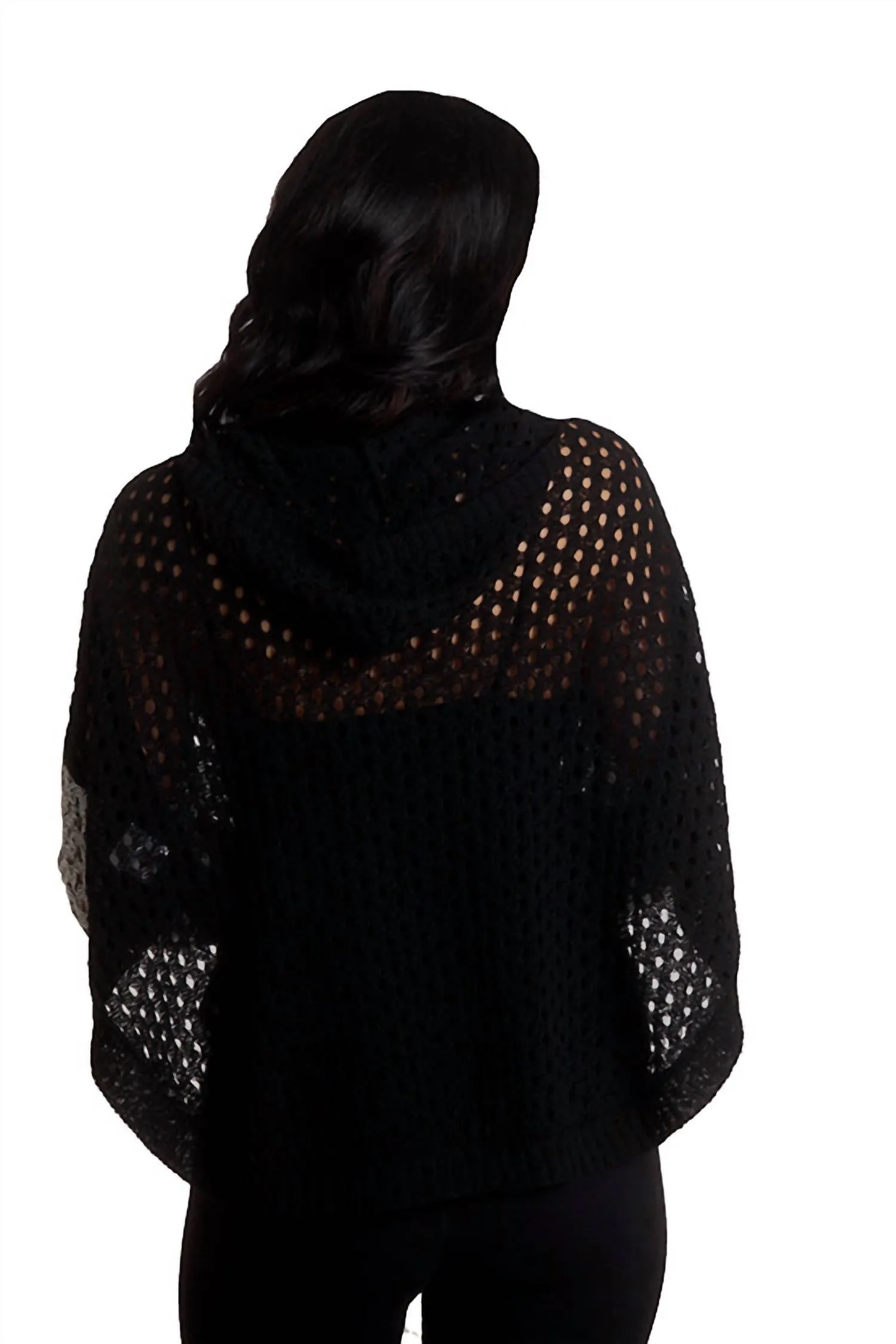 Poncho à capuche avec boutons en crochet Noir/Blanc