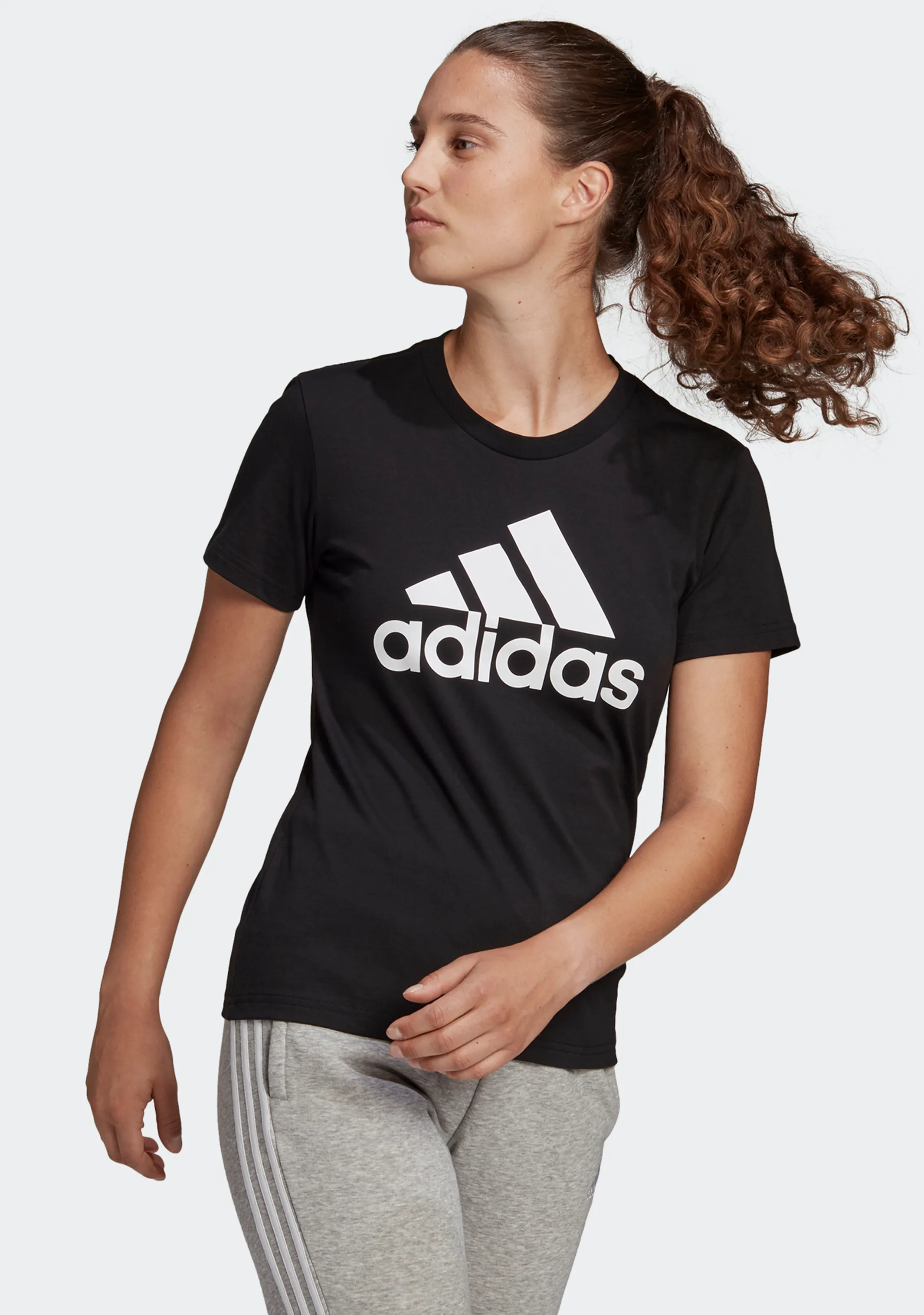Adidas Womens Bl Loungewear Ess Tee Asymmetrical Design Comfortable Neck Opening