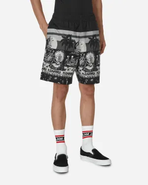 Beach Shorts Black Textured Printing