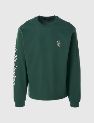 Narrow Width at Sleeve Looseness Cursive Logo Long Sleeve T-Shirt