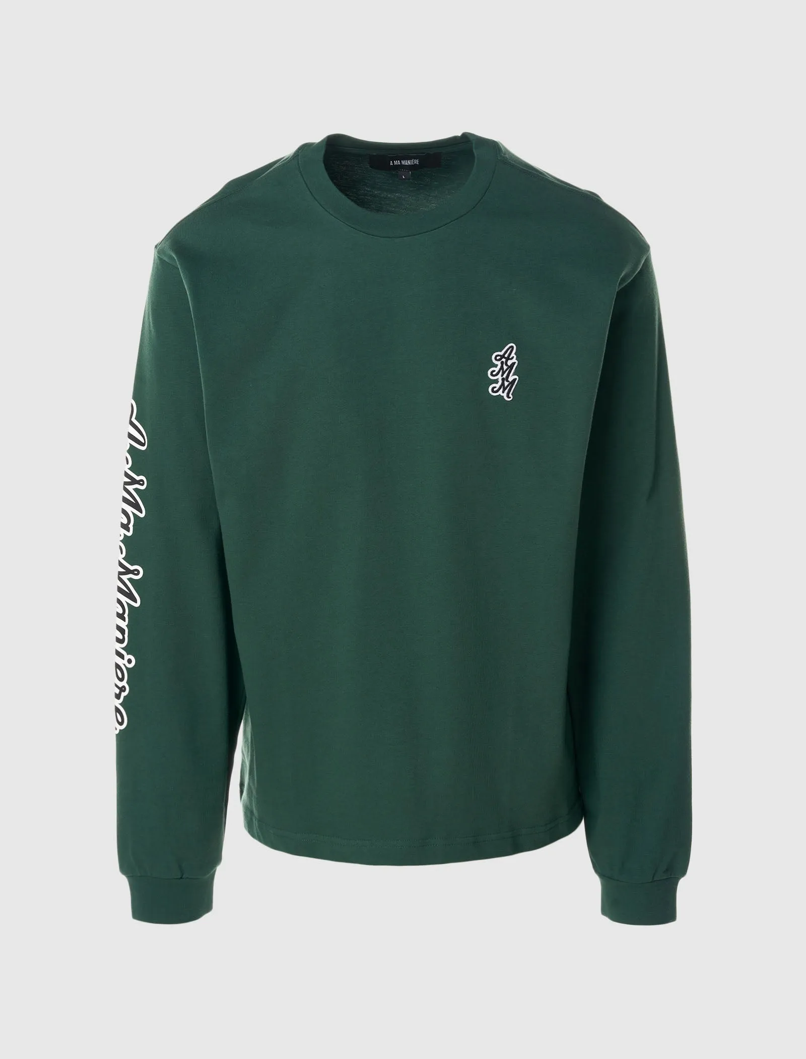 Narrow Width at Sleeve Looseness Cursive Logo Long Sleeve T-Shirt