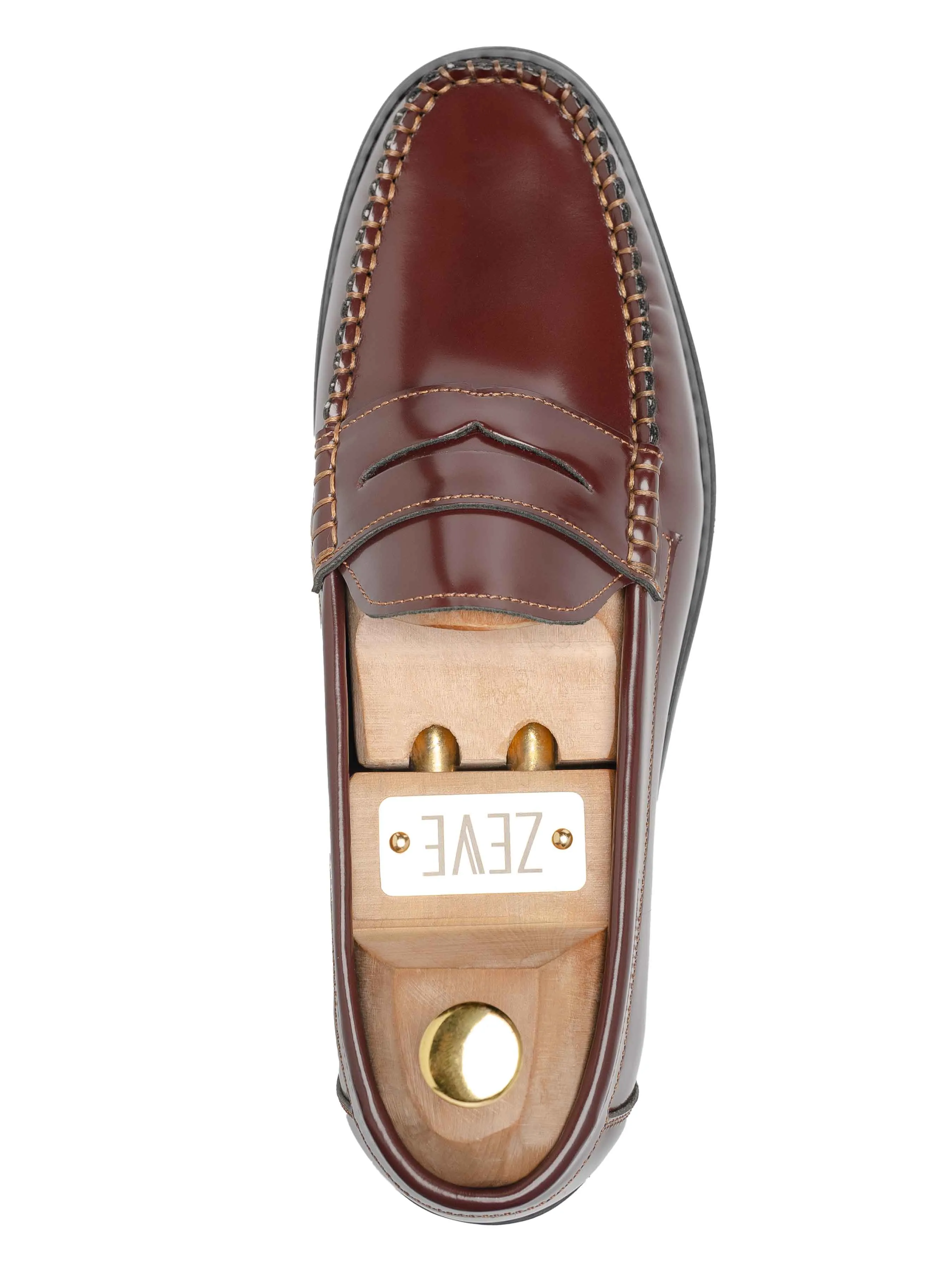 Nylon Penny Loafer - Brown Polished Leather