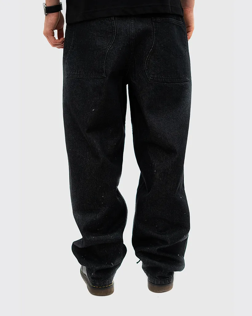 Dime Classic Baggy Denim Pants - Black Washed Wool Rich Comfortable Organdy Socks