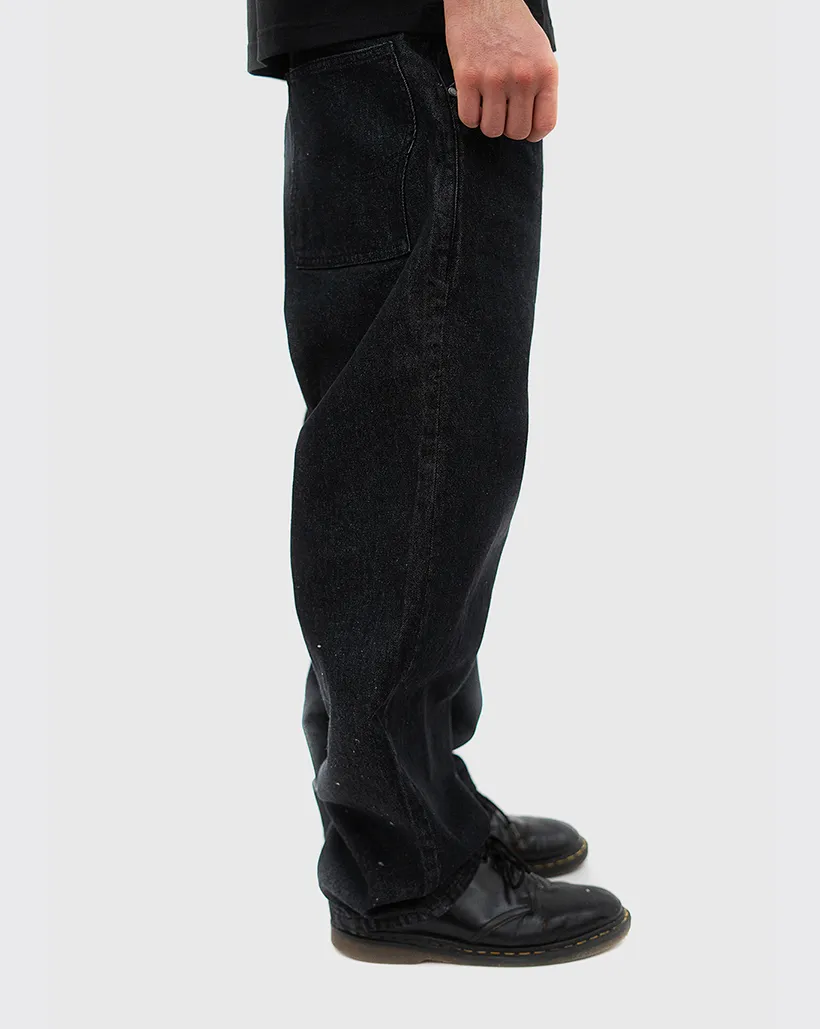 Anti - Cowardly Dime Classic Baggy Denim Pants - Black Washed