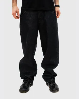 Dime Classic Baggy Denim Pants - Black Washed Embroidering Finish