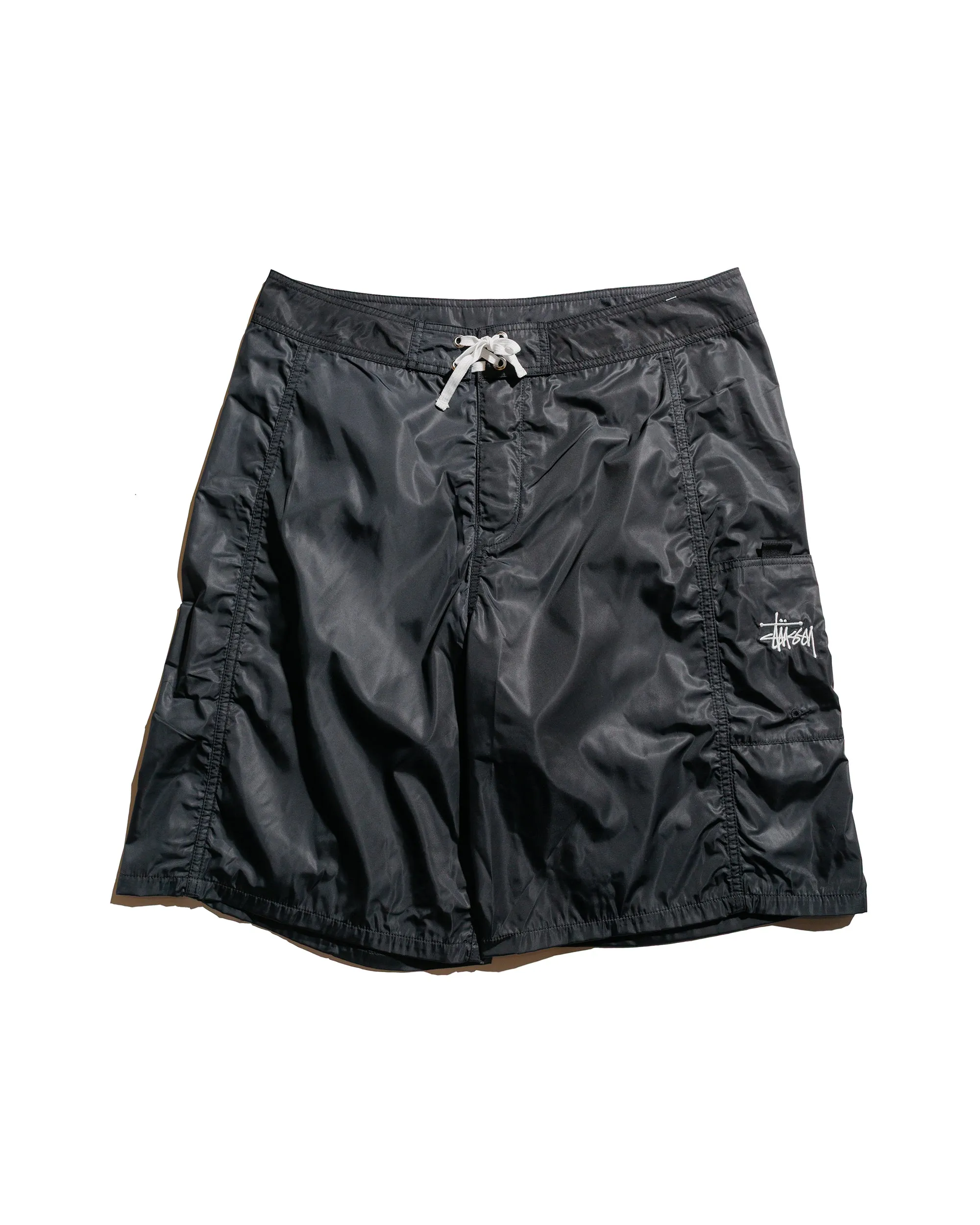 Smooth Satin Adventurous Stssy Paneled Board Short Black