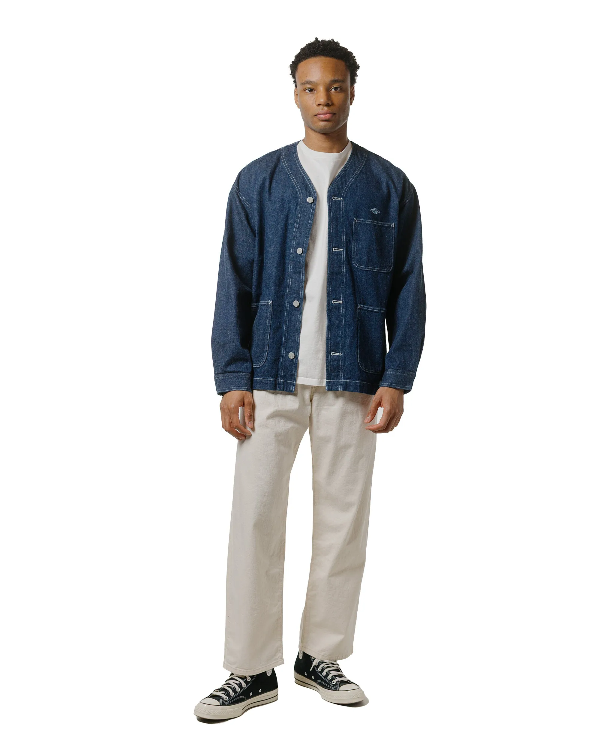 Danton Colour Denim Tuck Belted Pant Ecru Zip - Up Structure