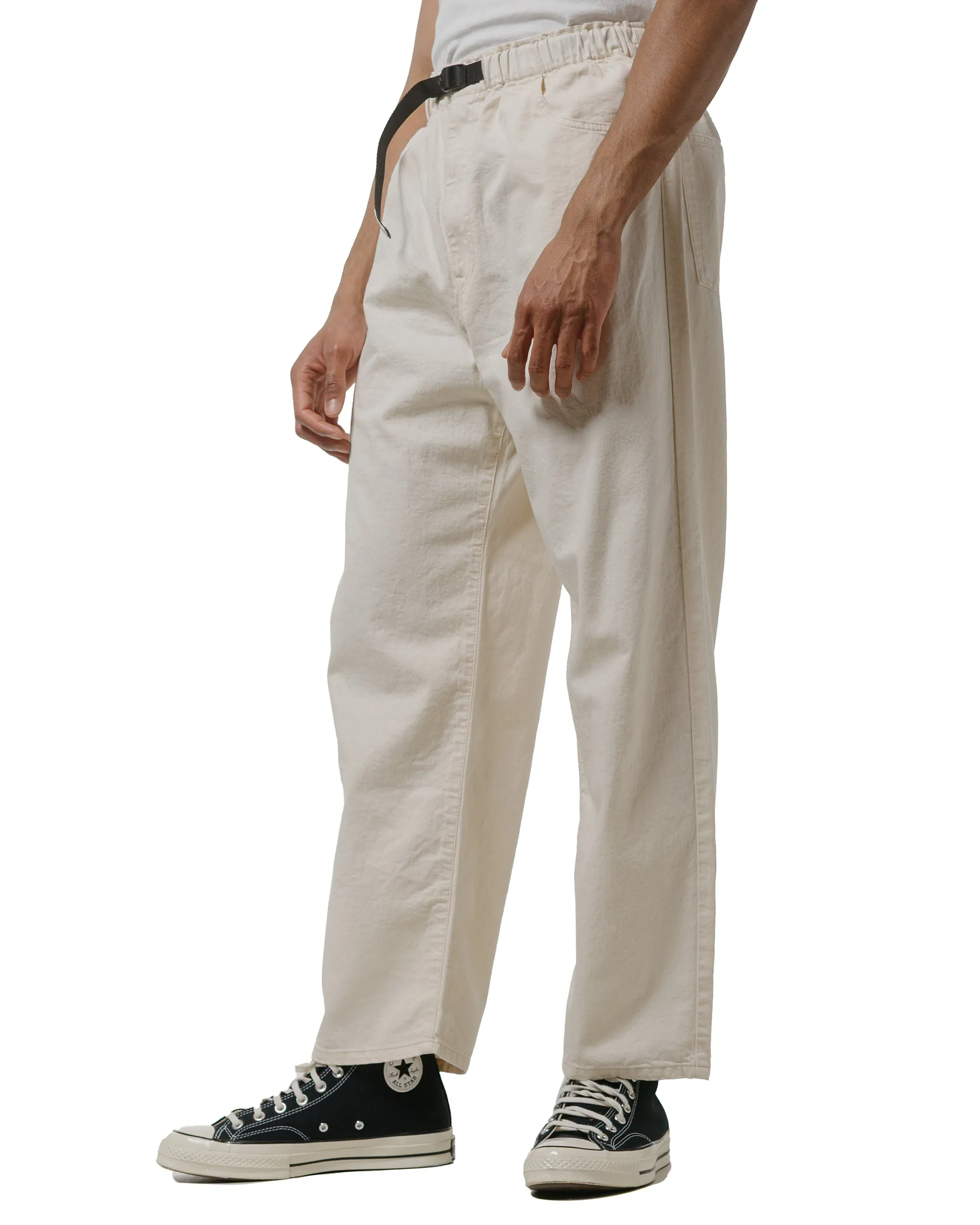 Danton Colour Denim Tuck Belted Pant Ecru Comfortable Gym Strength Deep Pocket