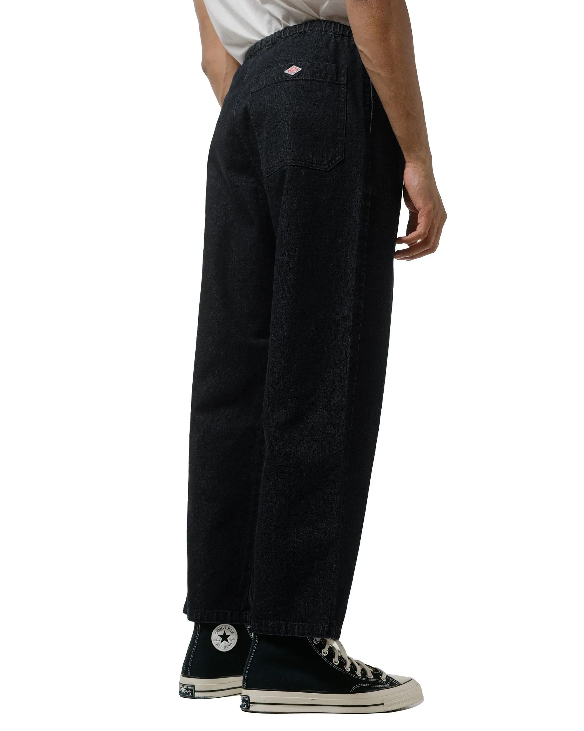 Danton Denim Easy Pants Black Soft Feel Straps With Waving