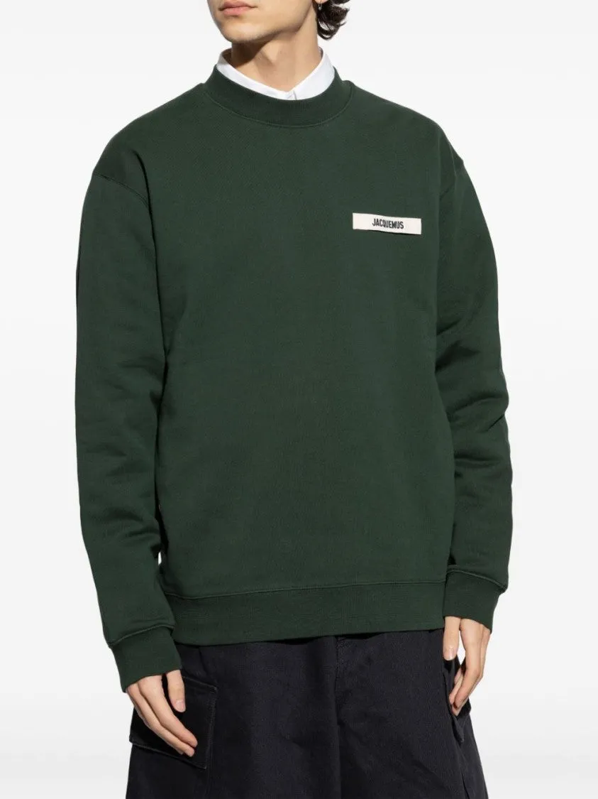 Pull en coton gros grain vert foncé