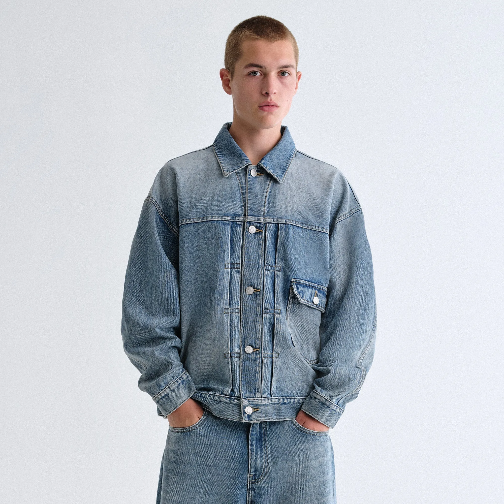 Recyclable Component Full Grain Kith Alonzo Denim Jacket - Mid Indigo